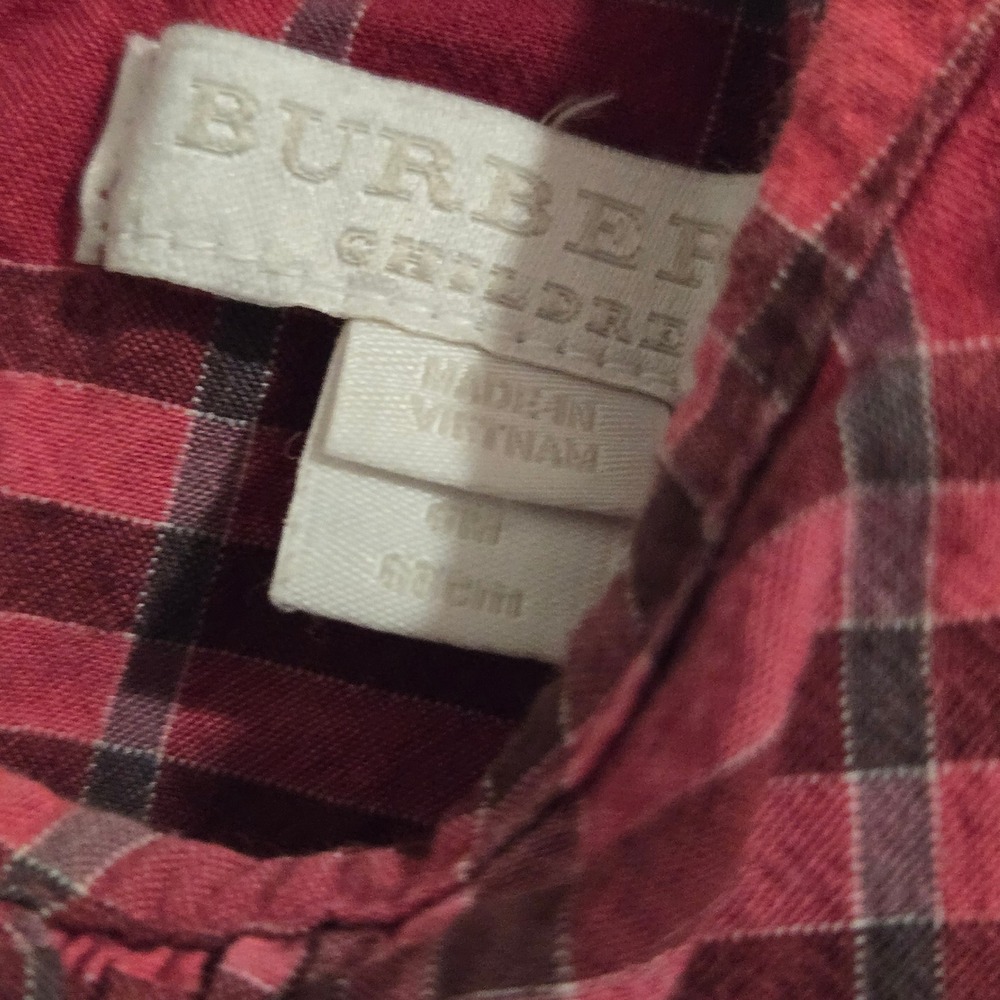 Burberry Children's Pink Plaid 6M Baby Girl Dress Long Sleeve Buttons Back‎ - Picture 3 of 7